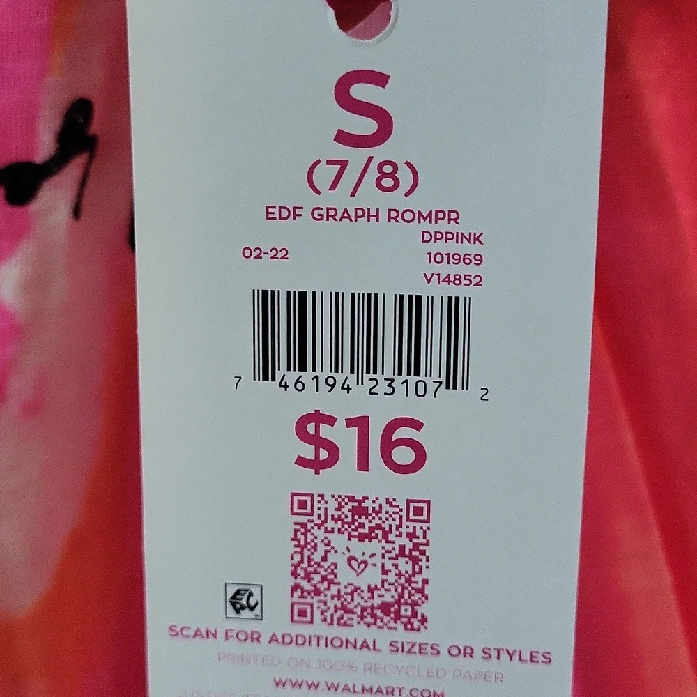 Justice Girls Hot Pink Romper
